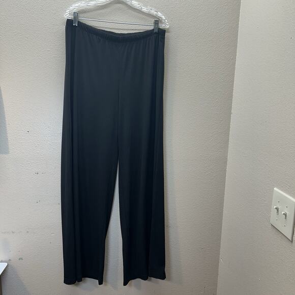 Chicos Wide Leg Pants Size 2 US Large Black Knit Pull On Minimalist Classic - Picture 1 of 8